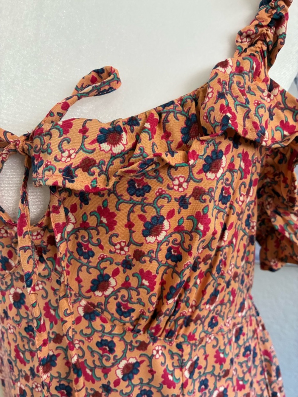 Angie Rust Floral Ruffle Mini Dress - Picture 5 of 7